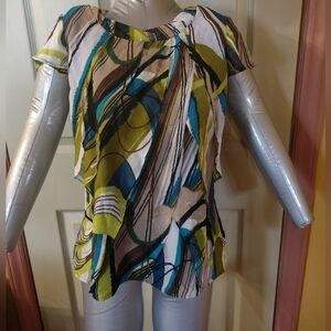 Women's Worthington  Stretch Sleeveless Blouse Ruffle Size Petite Medium P/M